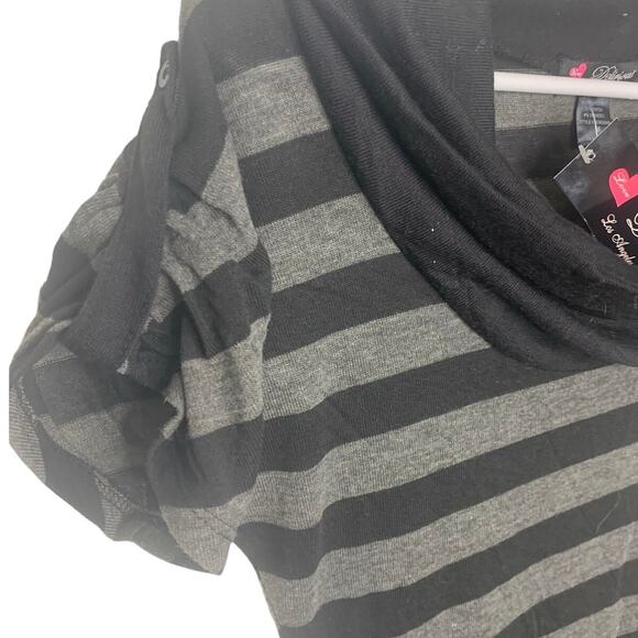 NEW Retro Mini Dress M Black Gray Delirious Los Angeles Y2K Cowl Neck Stretch - Picture 5 of 8